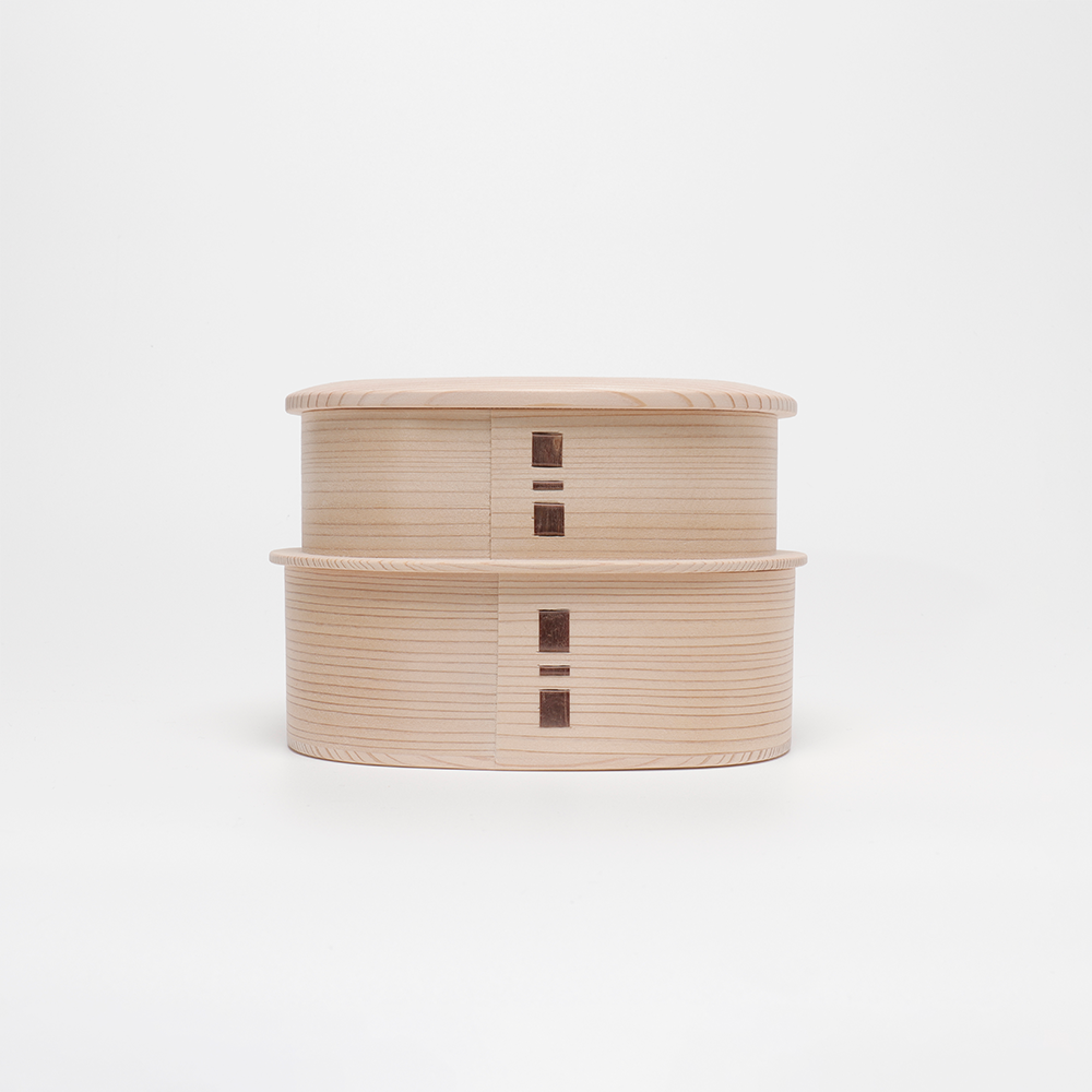 白木 漆 つくし弁当箱 入れ子 被せ蓋 | 柴田慶信商店 秋田県大館市