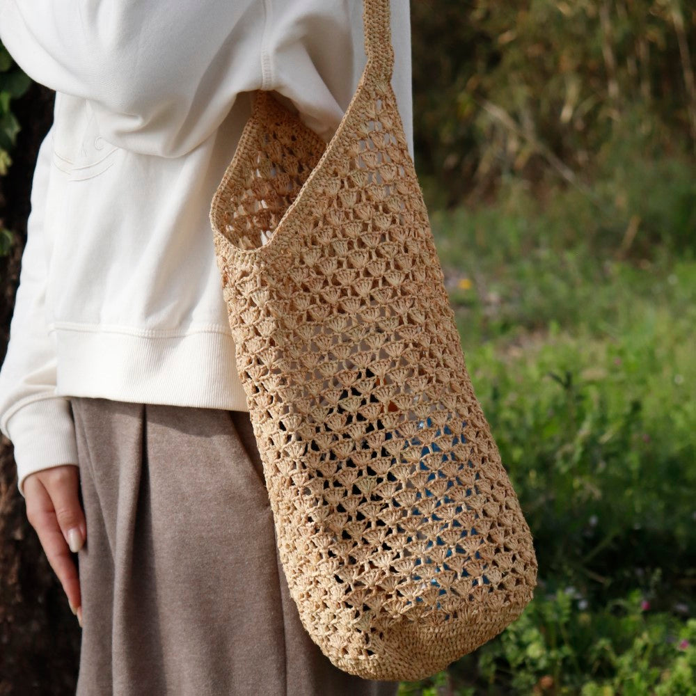ラフィアかぎ編みバッグ 透かしショルダー NAT | マンゴロベ
