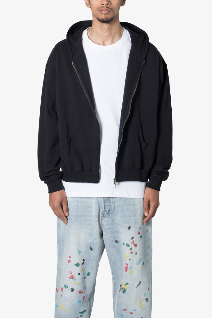 Basic Zip Up Hoodie - Black | mnml | shop now