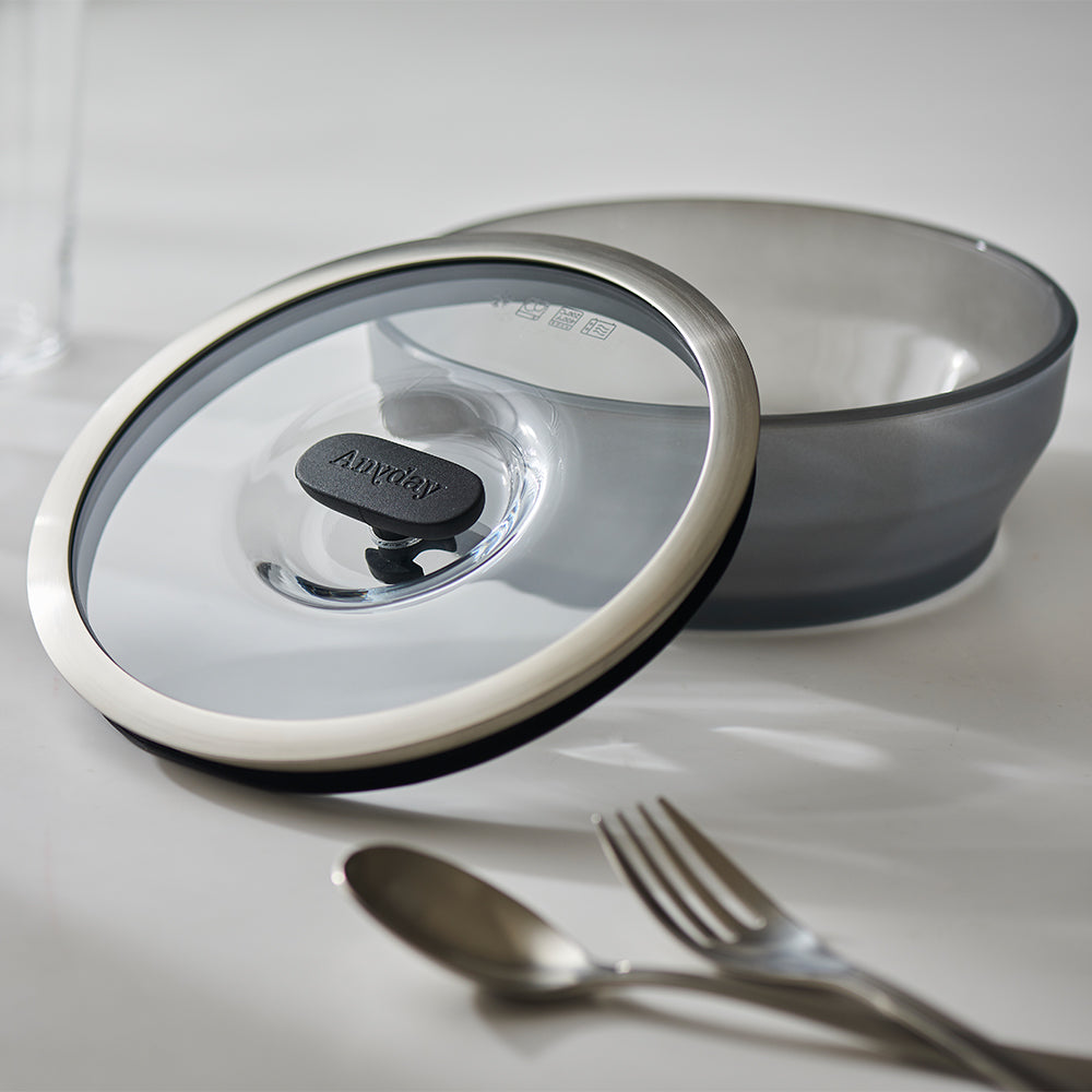 18cm 浅型ディッシュ ブラック | 電子レンジ調理器具 | Anyday