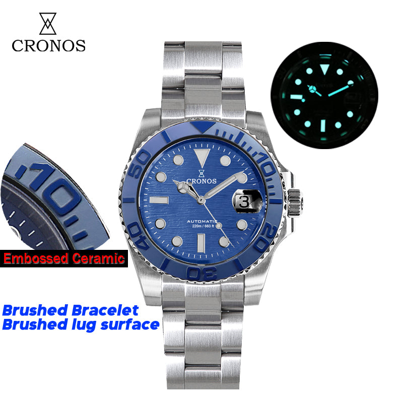 Cronos 2.5x Water Ghost Sub Dive Watch L6018 Fully Brushed