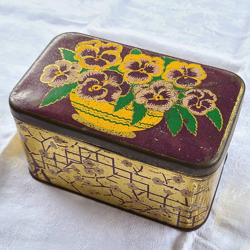 パンジー ティン缶 花柄 ブリキ イギリス | アンティーク