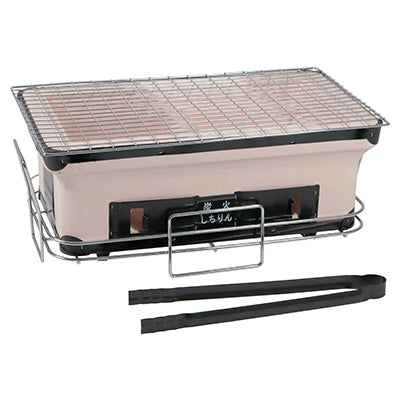 炭火しちりん 角型ワイド バーベキューコンロ 珪藻土 アウトドア 七輪