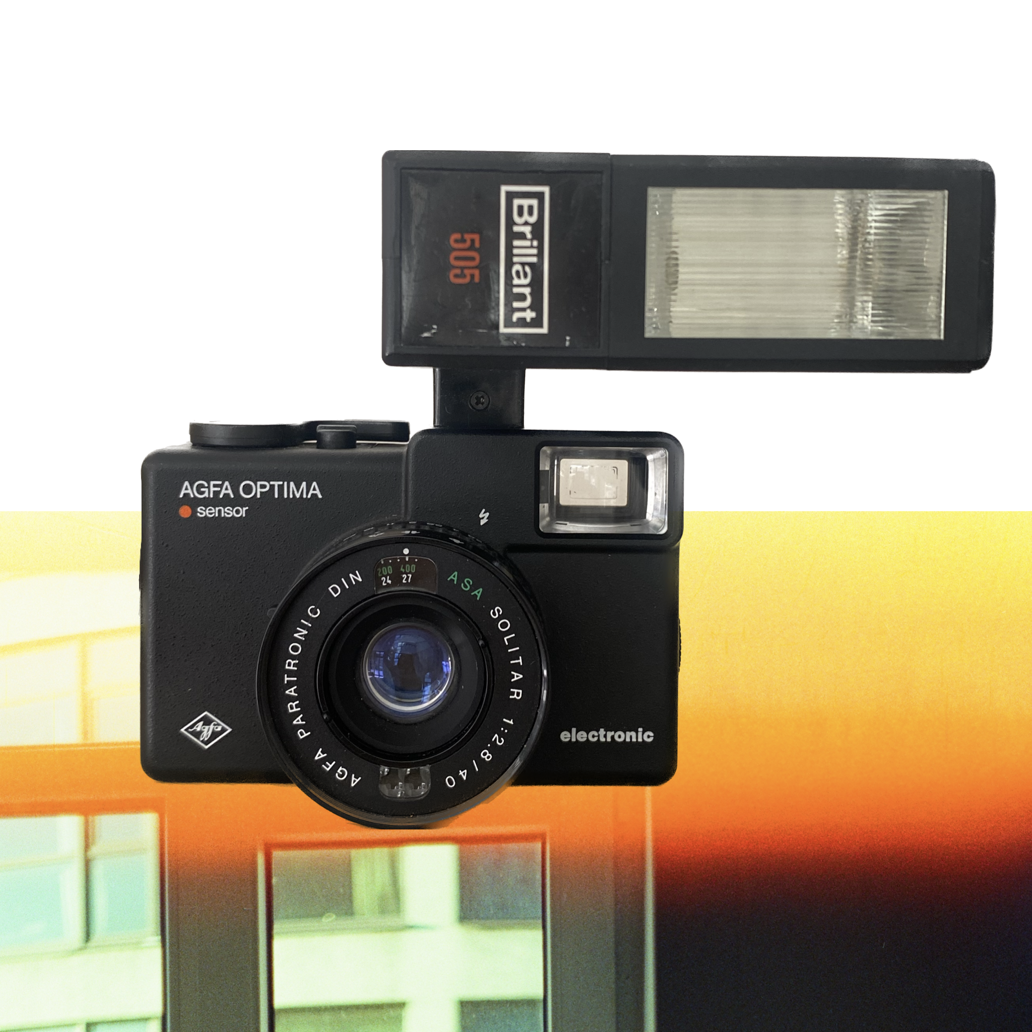 Agfa optima sensor + Flash Brilliant 505 | scale focus camera