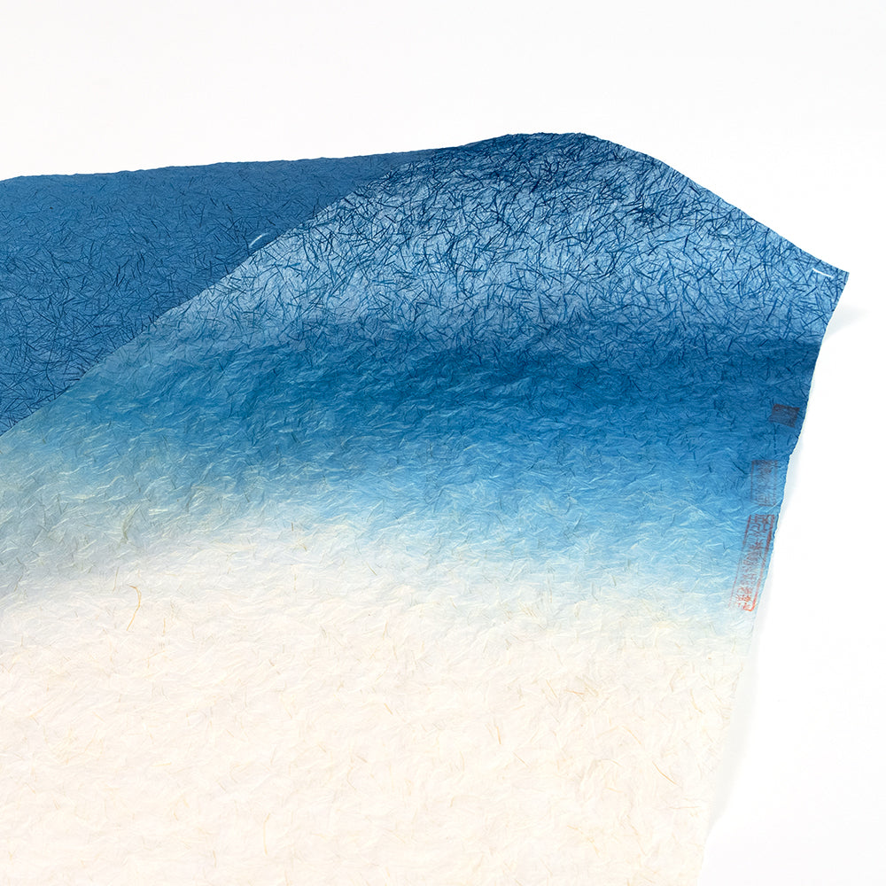 藍染め和紙 銀和紙グラデーション横 ＊在庫切れの場合1〜2週間程で納品