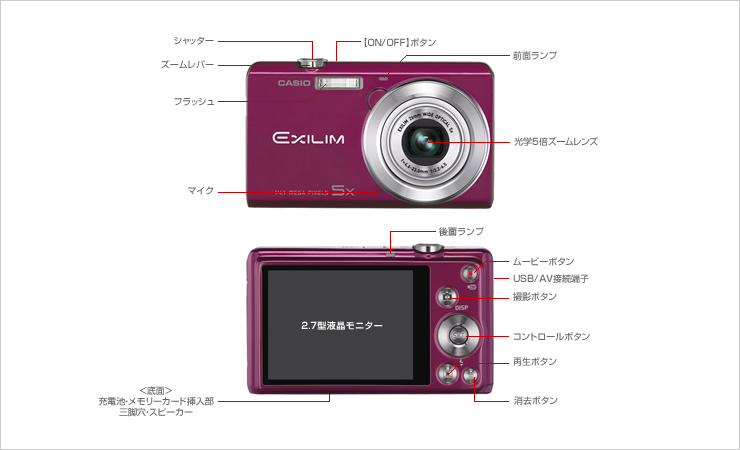 外観・各部名称 - EX-ZS10 - デジタルカメラ - CASIO