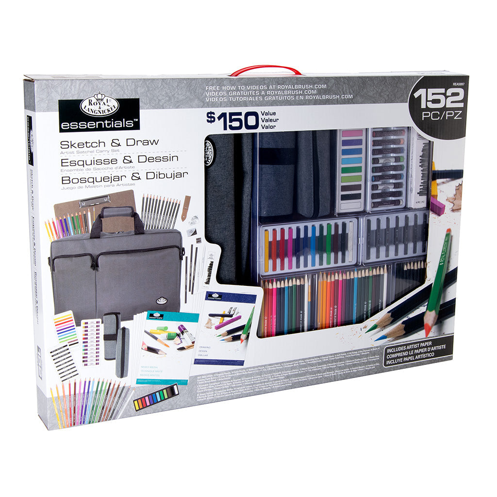 REA5997 | Essentials™ 152pc Sketch & Draw Artist Satchel Carry Set