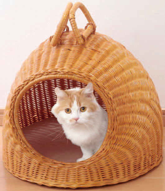 キャットハウス ラタンキャットハウス ちぐらタイプ 猫 ハウス 天然籐