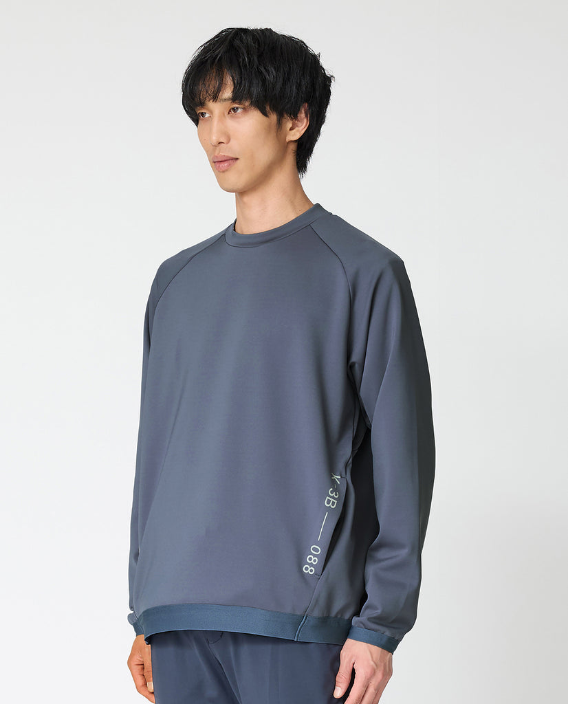 088_D ”2Dダンボールニット”クルーネック (スモーキーブルー) – K-3B