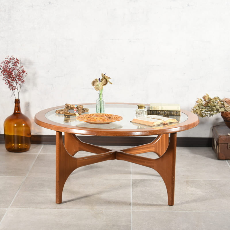 ビンテージ ラウンドコーヒーテーブル ラウンドセンターテーブル 剥離