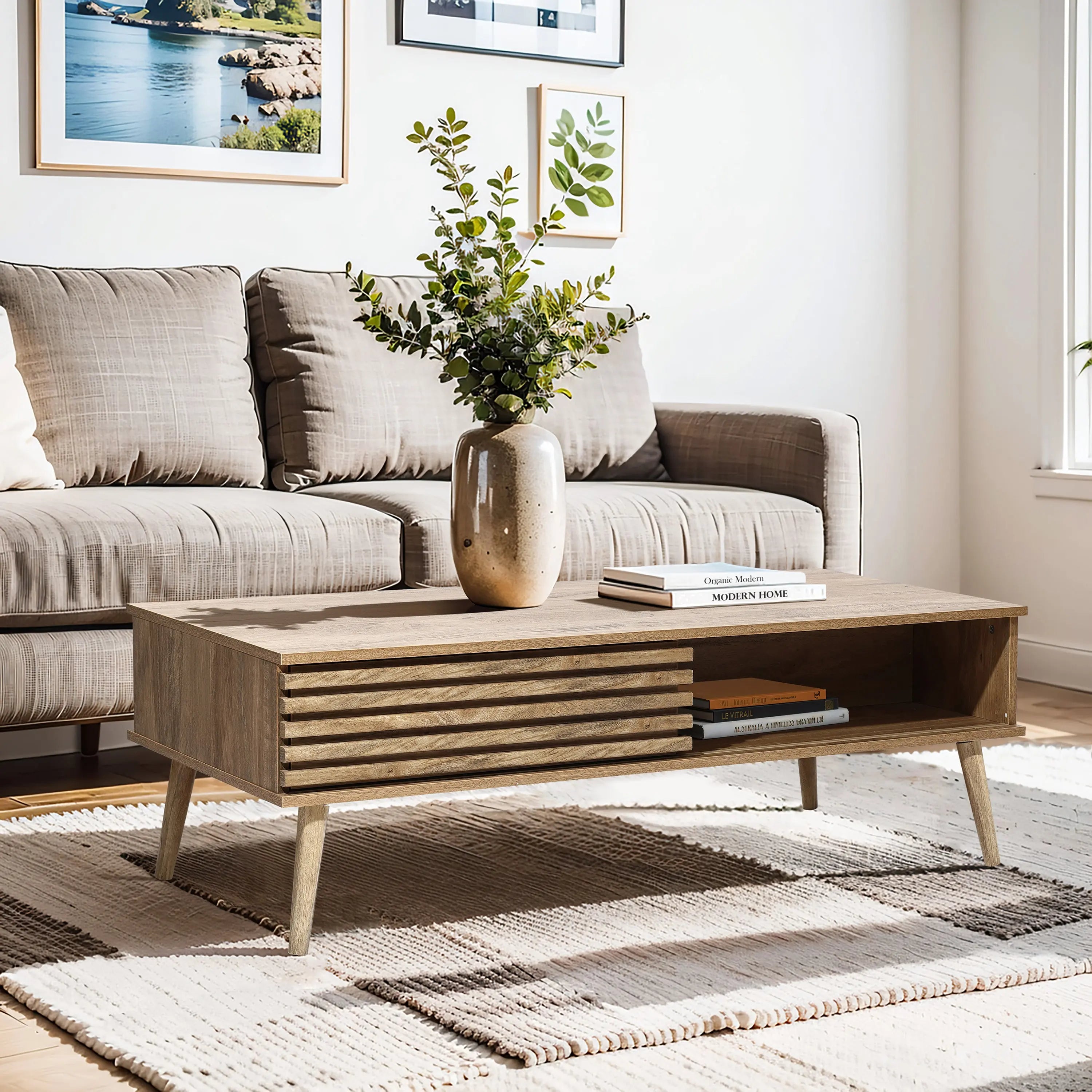 Rectangular Coffee Table in Oak – Mid Century Modern Design
