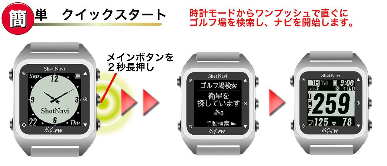 Shot Navi HuG-FW | みちびきL1S対応 日本製GPSゴルフナビ