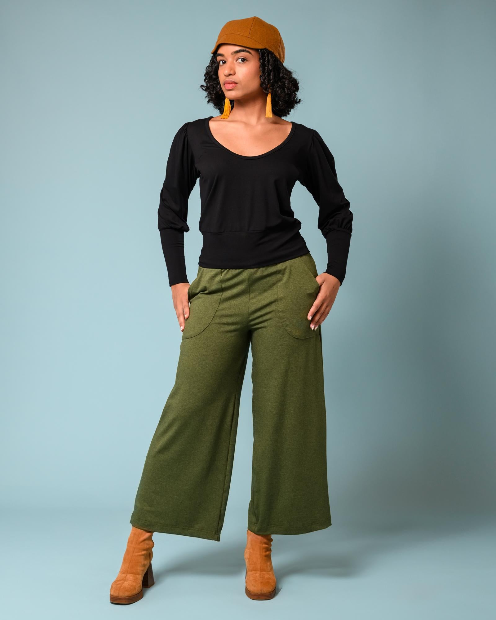 Squasht Wide Leg Pants (Cropped) Olive Green – Squasht Boutique