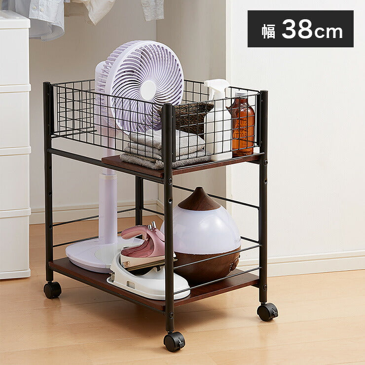 キャスター付き クローゼット収納ラック 幅38cm 棚板自由自在 マルチ