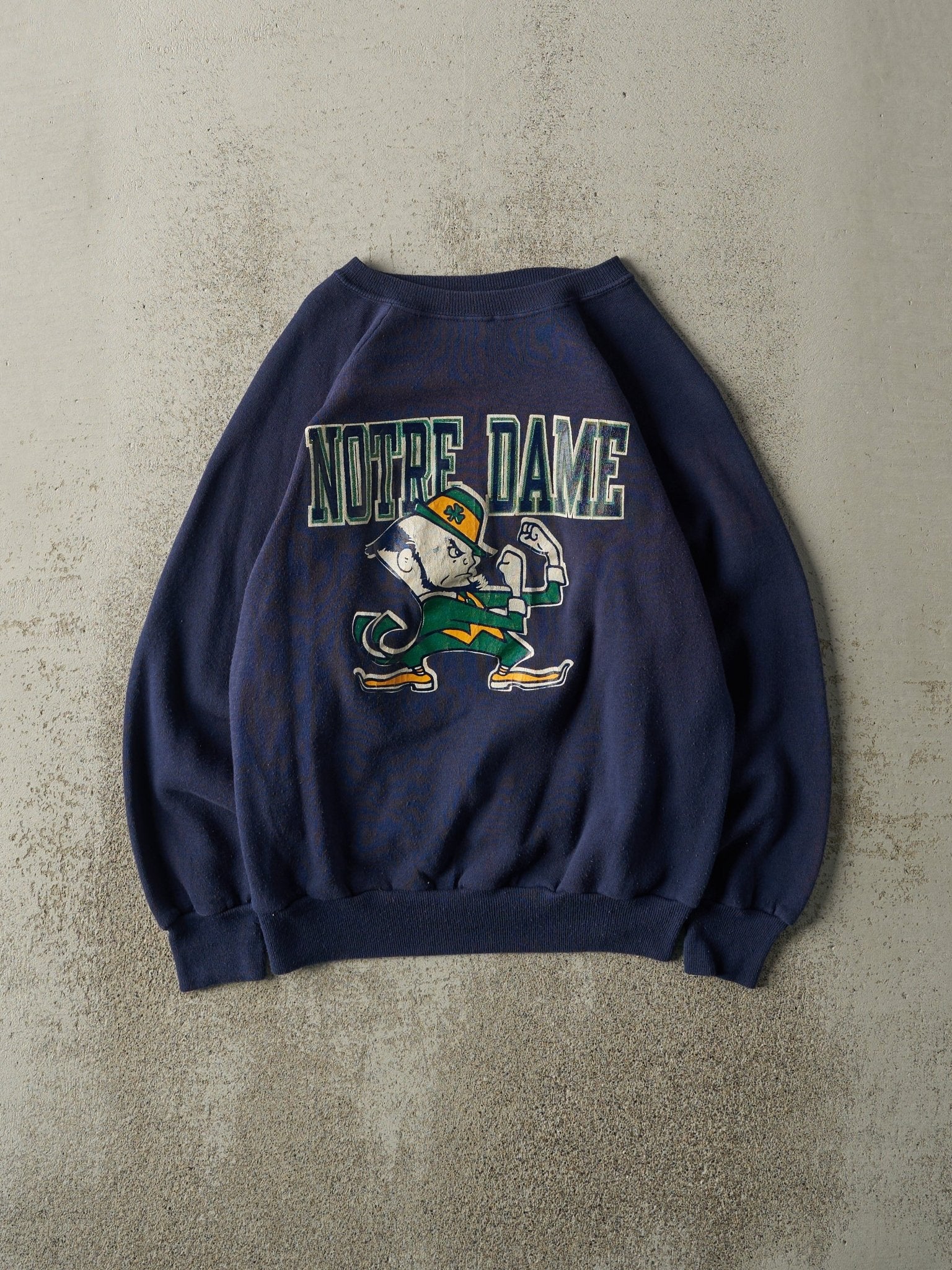 Vintage 80s Navy Blue Notre Dame Fighting Irish Crewneck (S/M