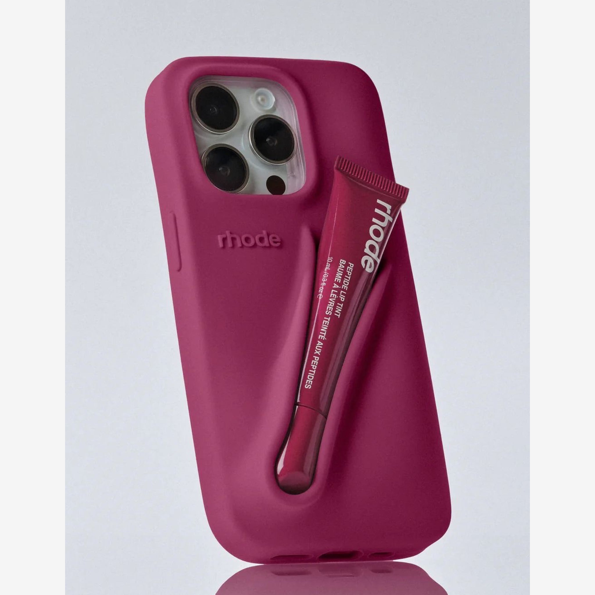 Rhode Phone Case Raspberry with Lipgloss | iPhone Case | RHODE COVER