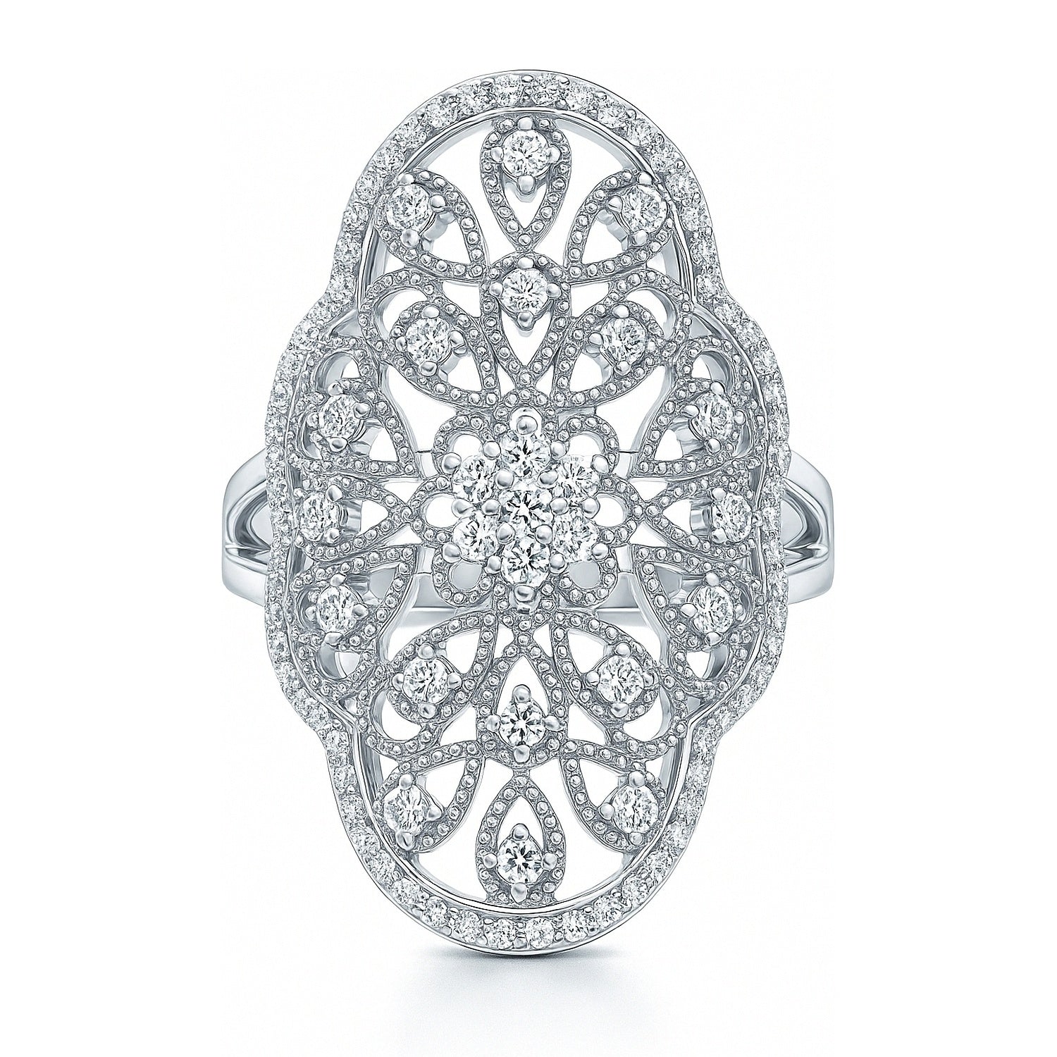Flower Navette Art Deco Filigree CZ Cocktail Ring – BERRICLE