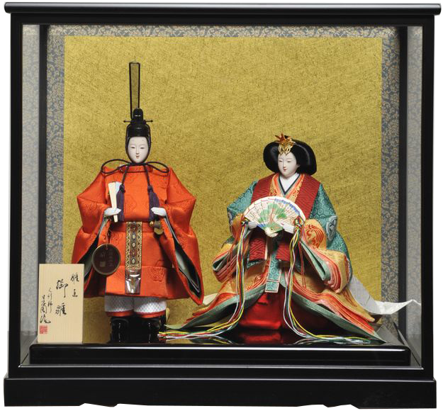 三五親王立雛 皇室カラー：草園作：黒漆塗ケース｜人形の伏見屋