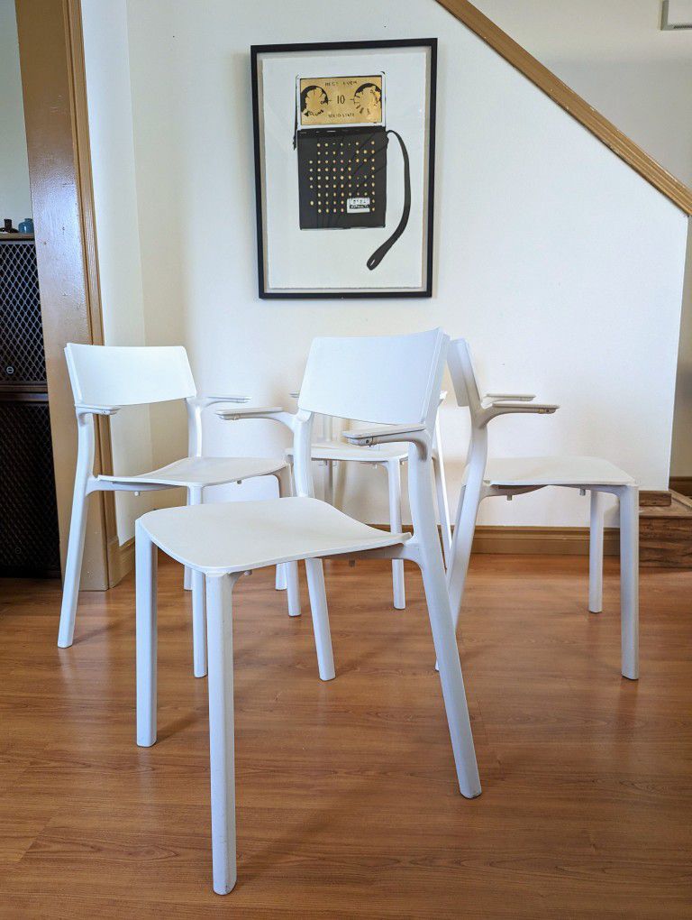 IKEA Janinge White Danish Modern Inspired Stackable / Dining Arm