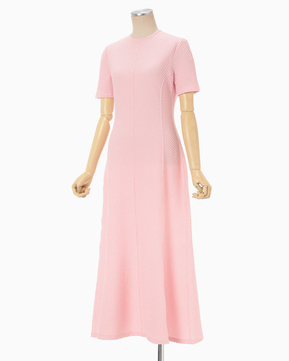 Shirring Jersey Jacquard Dress - pink - Mame Kurogouchi