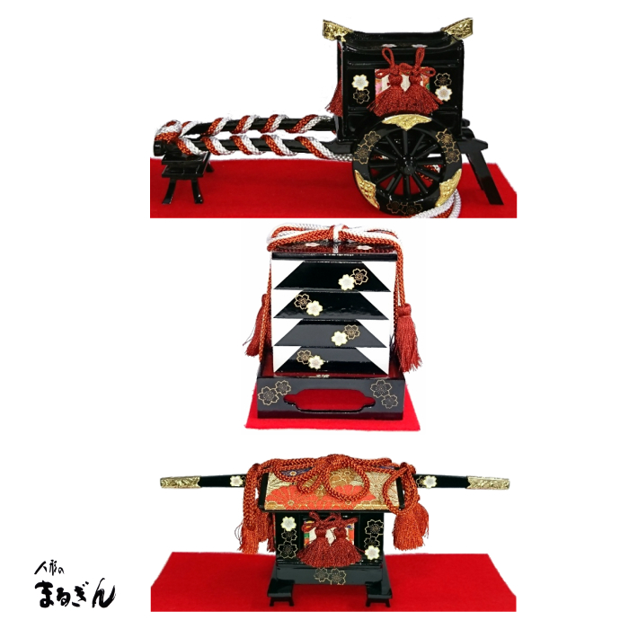 雛人形用道具セット】25号 御所駕籠セット 重箱付き 【木製極上品