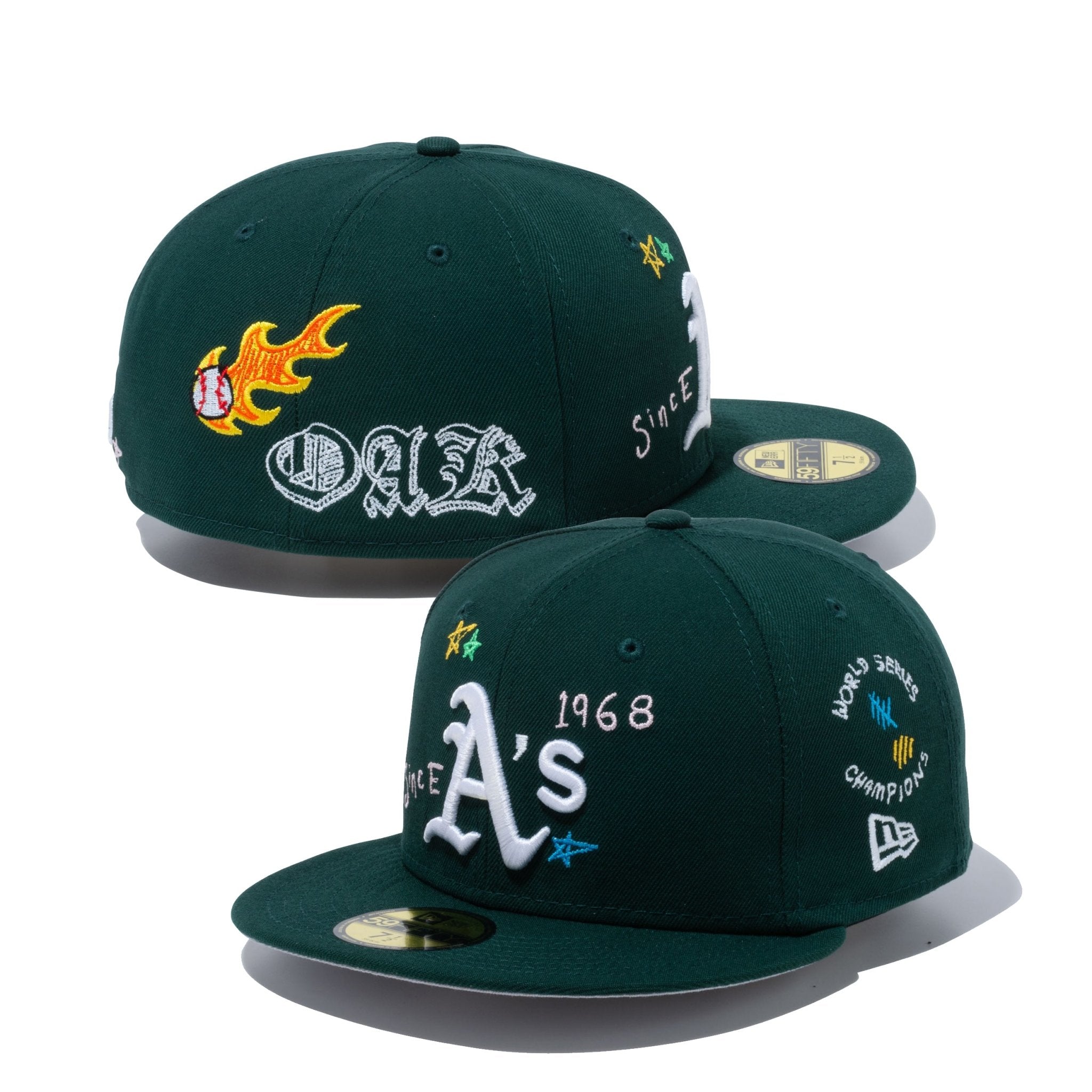 59FIFTY SCRIBBLE オークランド・アスレチックス グレーアンダー