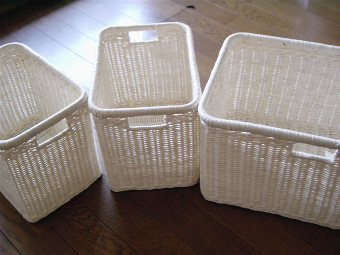 ラタンバスケット,バニラホワイト,籐カゴ,カラーボックス用