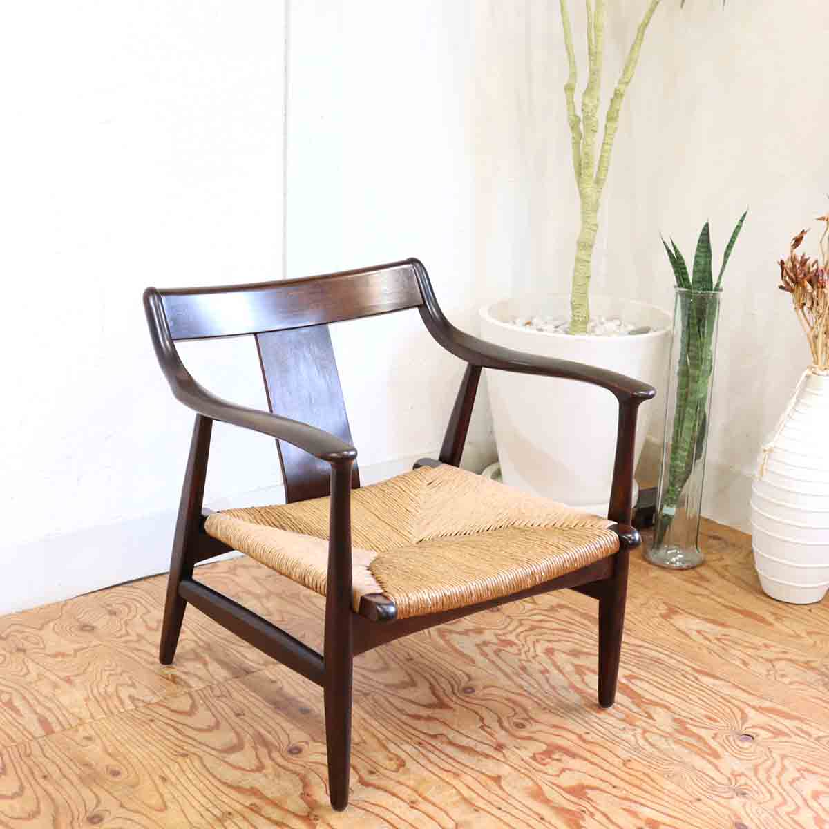 松本民芸家具 #77型 曲肘イス ラッシ 1人用 【1】 民芸イス 中古