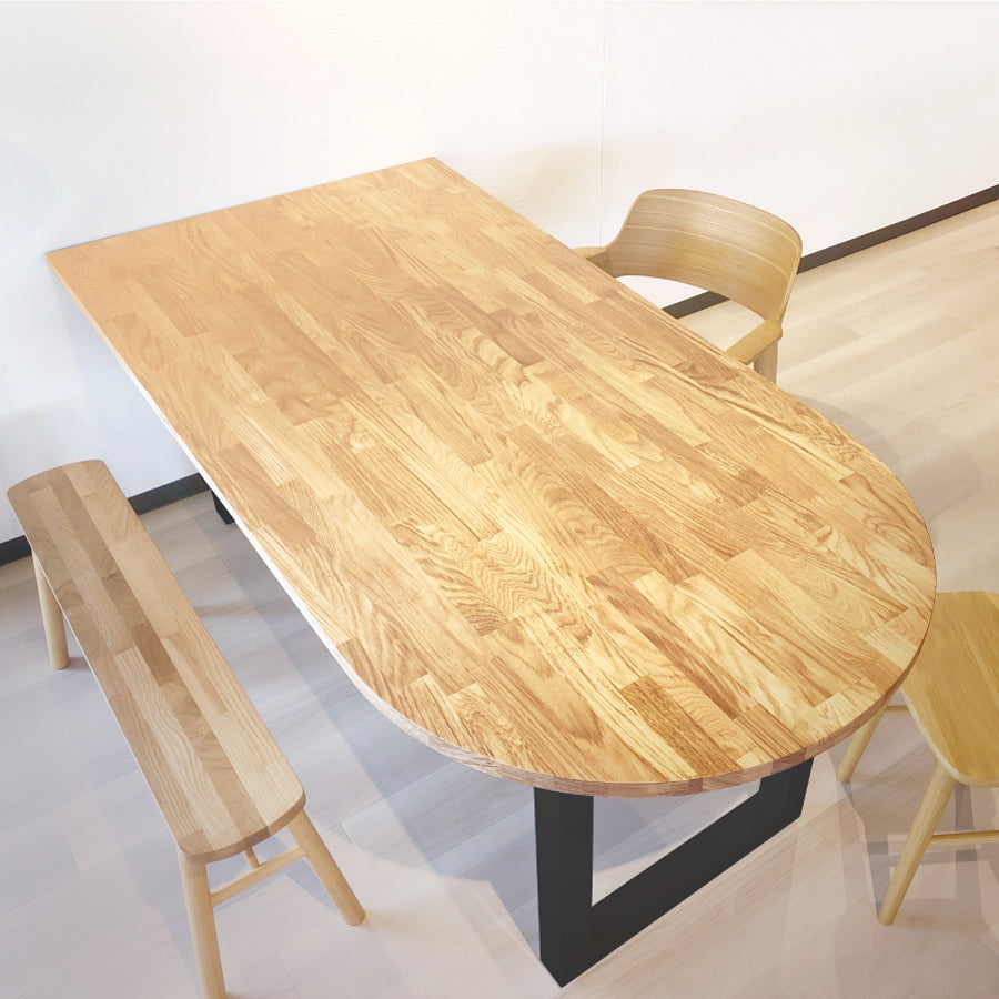 選べる12サイズ】オーク 無垢材 ダイニングテーブル 楕円角 180cm×90cm