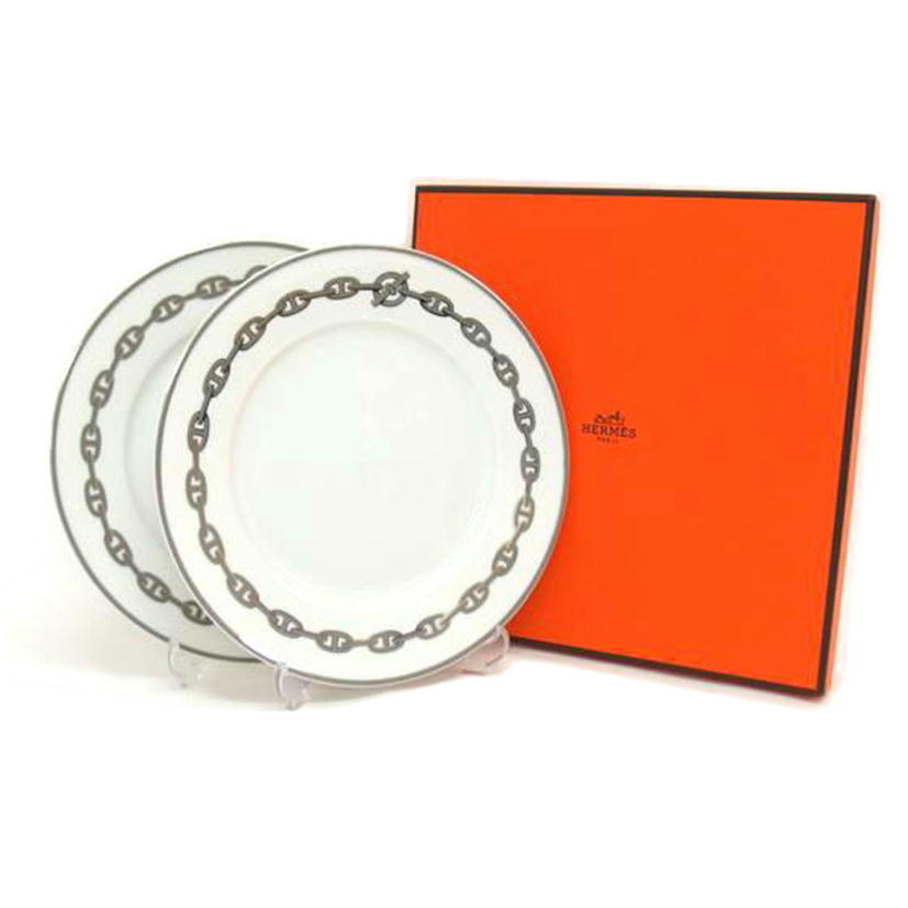 HERMES エルメス ディナープレート/シェーヌダンクル/プレート22cm/2枚