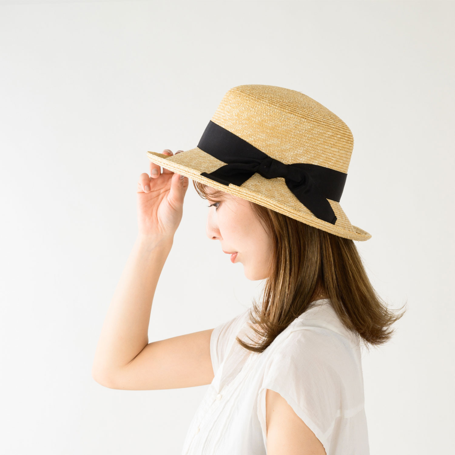 田中帽子店】Lily （リリー） 麦わらエッジアップハット 57cm 婦人用