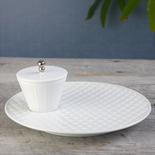 波佐見焼/丹心窯/白磁 キルティングプレート/Φ23.7 X H2.4 - テーブル