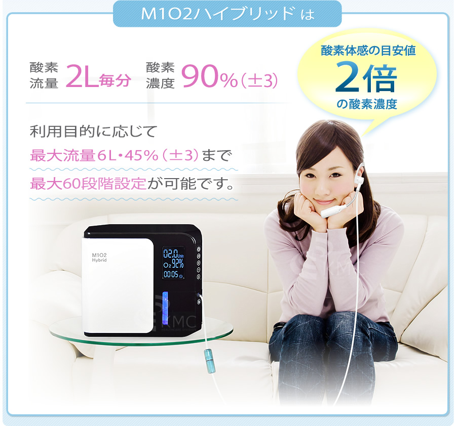 高濃度酸素発生器 M1O2-Hybrid（エムワンオーツーハイブリッド）（静音