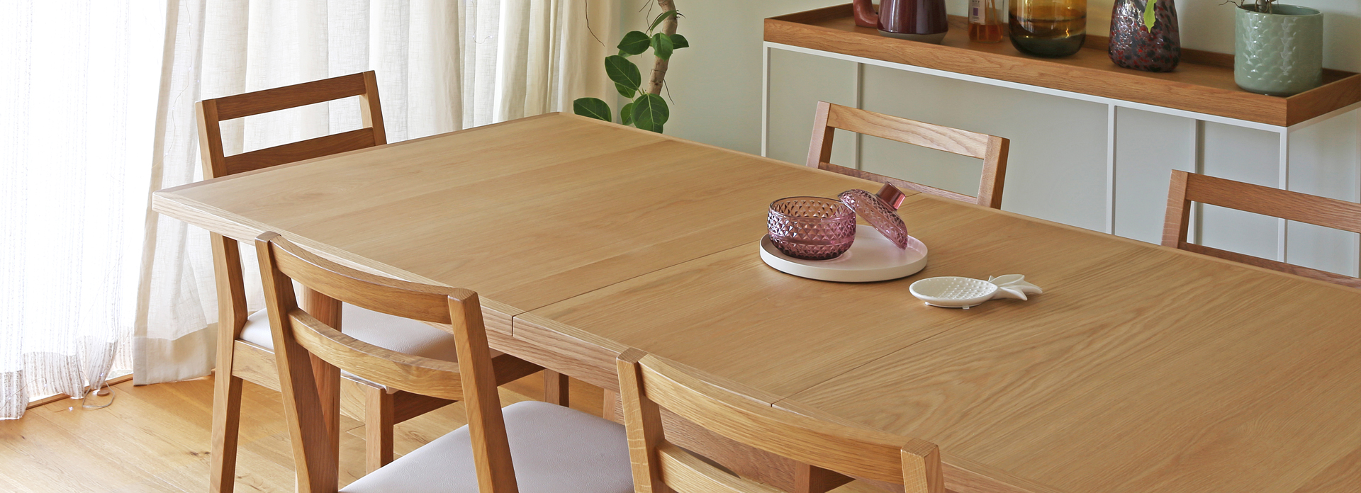 オープ 伸長式ダイニングテーブル OAK(W140～180/W160〜200×D85×H71cm