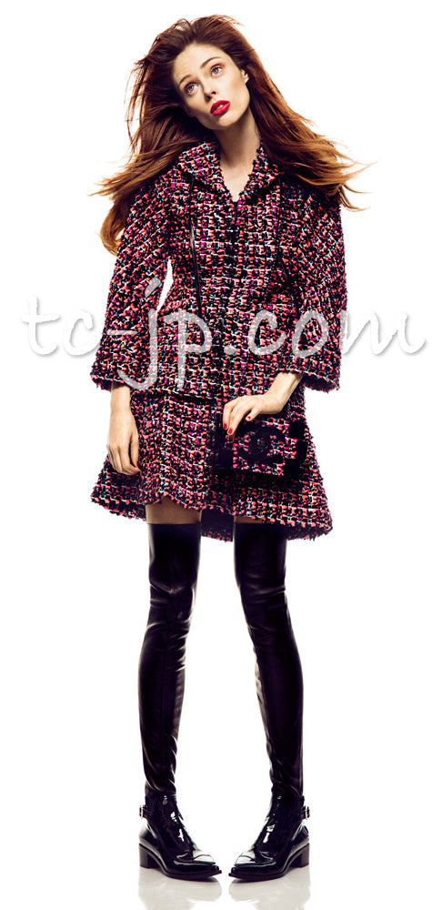 シャネル ジャケット コート CHANEL ルサージュ ピンク ブラック