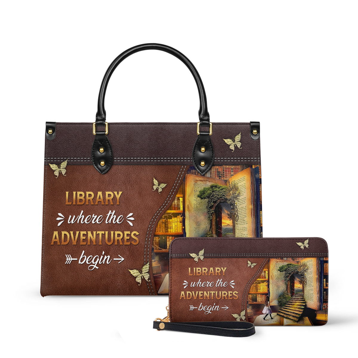 Library Where The Adventures Begin HTRZ02040250UA Leather Bag