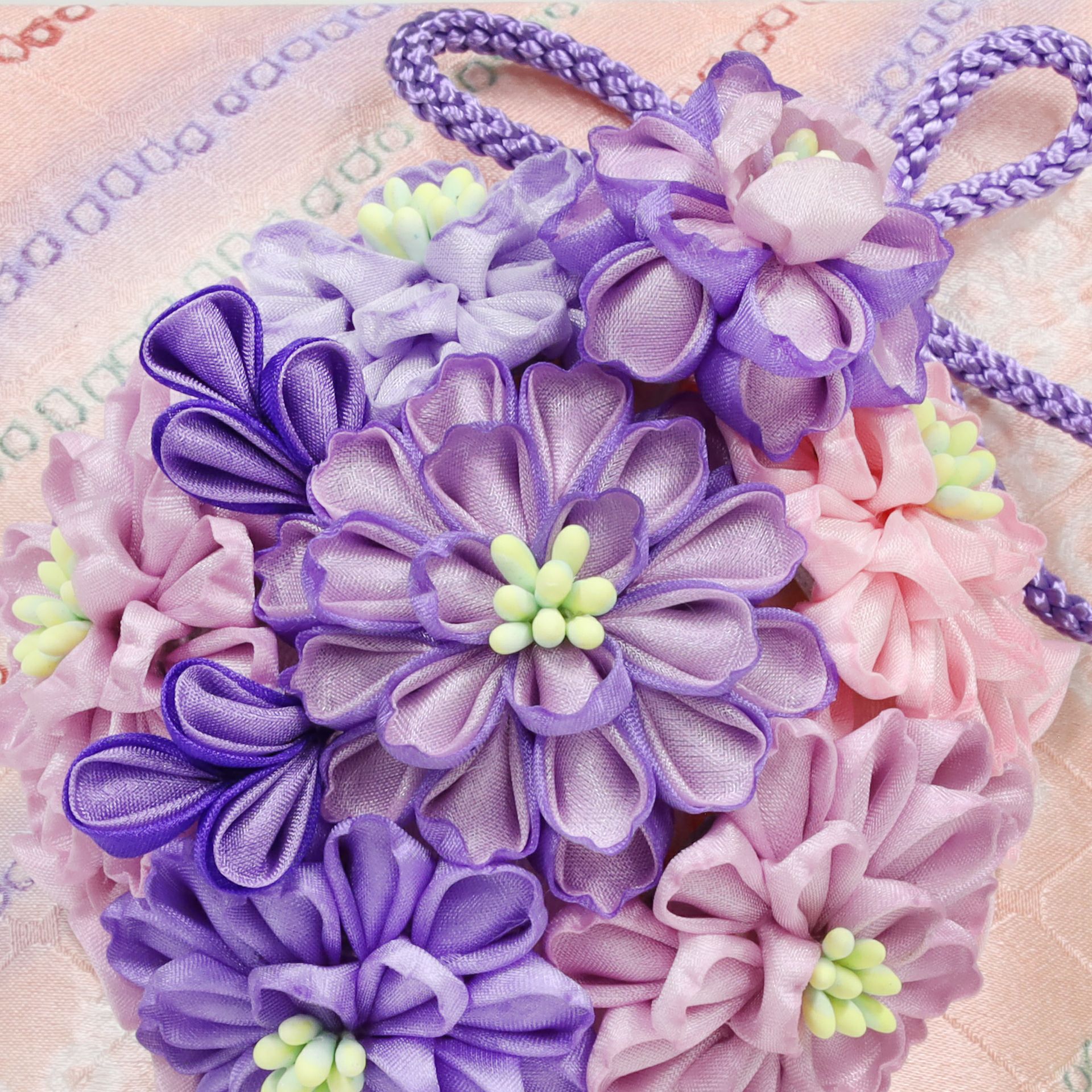 羽子板飾り「8号久寿玉/立葵」 | つまみ細工羽子板 | 人形の東玉