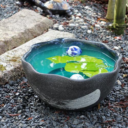 楽天市場】【ポイント3倍】信楽焼 睡蓮鉢 刷毛目 緑 ガラス 12号 睡蓮