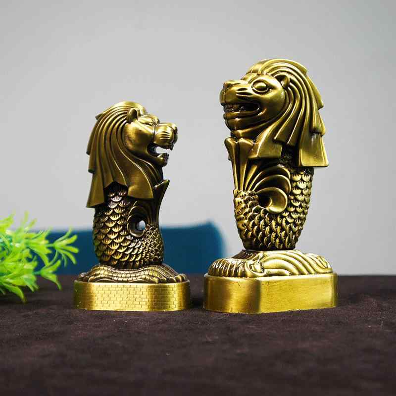 楽天市場】置物 シンガポール マーライオン 動物モチーフ 金属製 合金