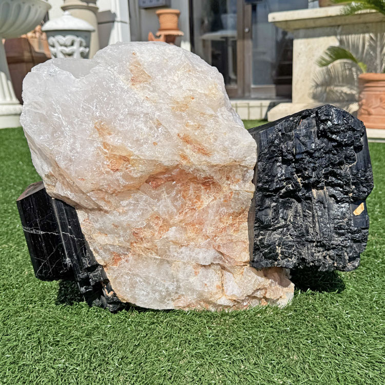 楽天市場】天然石 珍品 希少 石英に付いた ブラックトルマリン 幅約