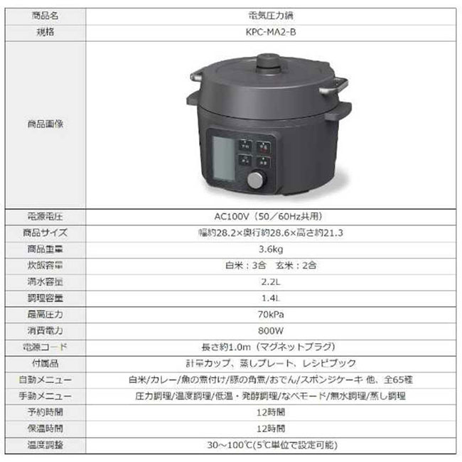 楽天市場】【送料無料】電気圧力鍋 2.2L アイリスオーヤマ IRIS OHYAMA