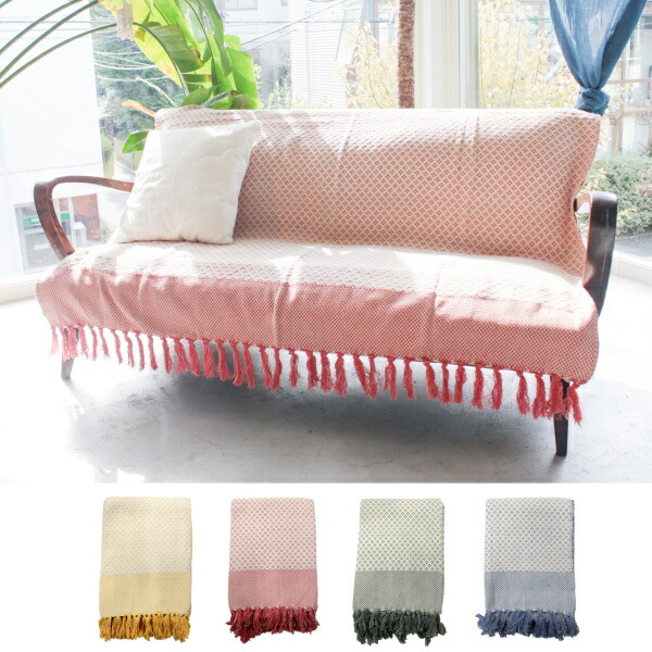 楽天市場】マルチクロス 140×200cm コットンスロー フラワー フリンジ