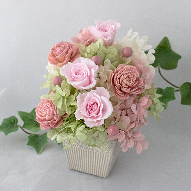 プリザーブドフラワー アレンジメント お花の香り ピンクベア ギフト