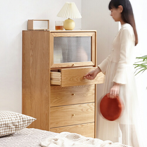 楽天市場】サイドキャビネット 幅60cm オーク材 ナチュラル 無垢材