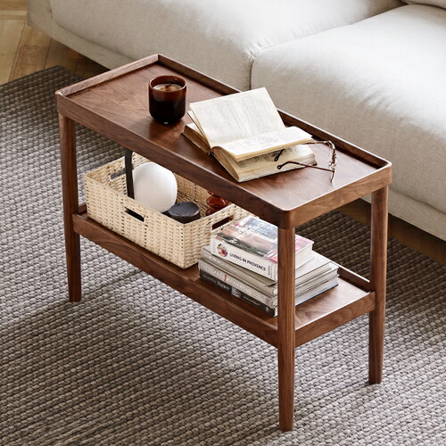 楽天市場】サイドテーブル ウォールナット材 無垢材 幅80cm 奥行き35cm