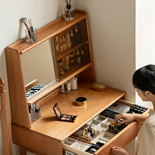 楽天市場】ドレッサー デスク 幅75cm 天然木 鏡台 化粧台 幅55cm 化粧