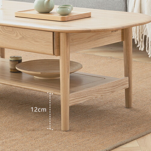 楽天市場】ローテーブル 天然木 オーク材 センターテーブル 楕円形