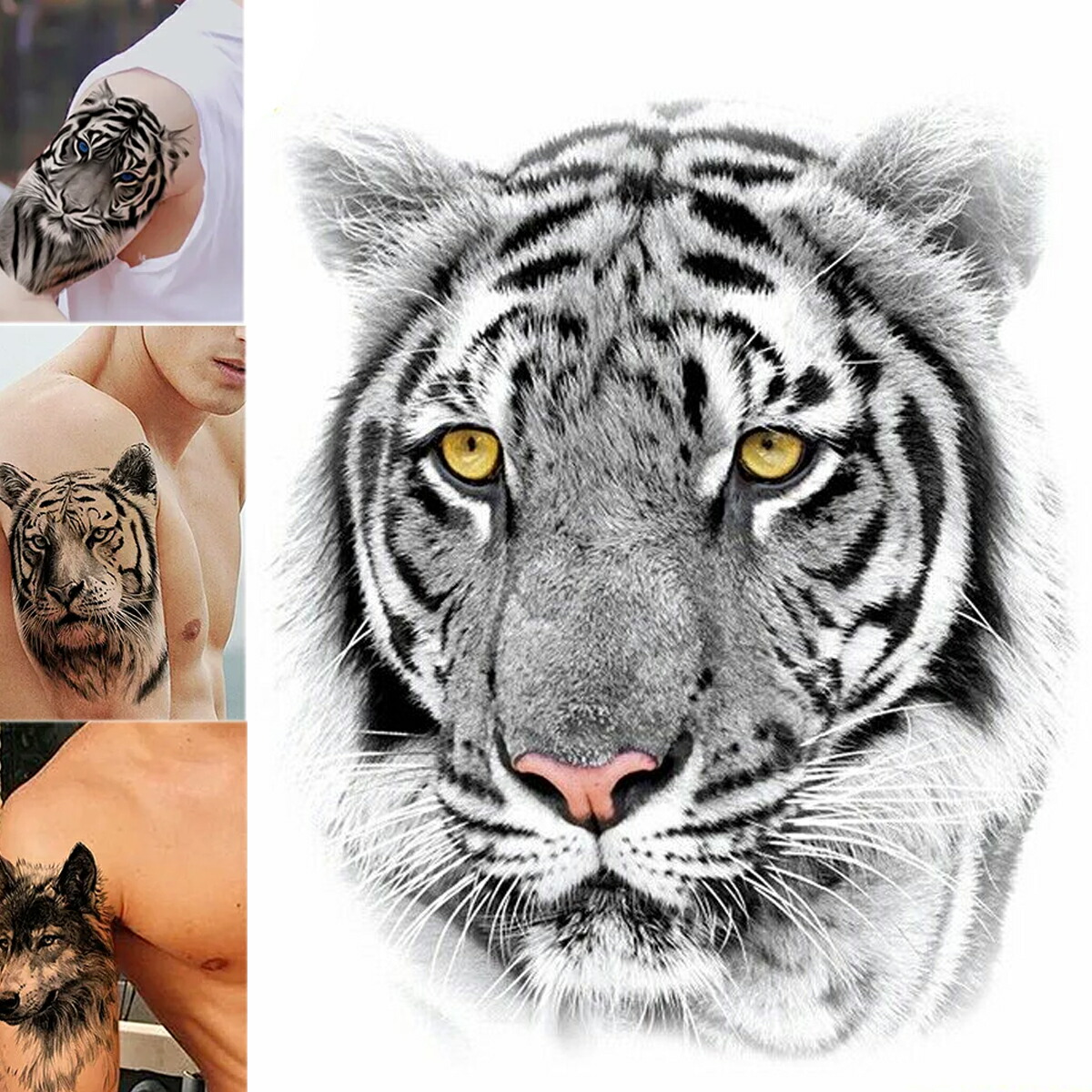 楽天市場】大きめフェイクタトゥーステッカー 1シート カラフル とら