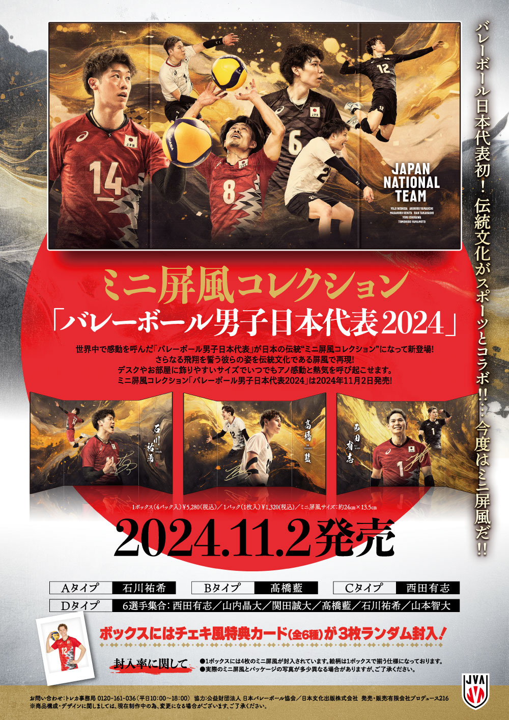 楽天市場】ミニ屏風コレクション「バレーボール男子日本代表2024」 BOX