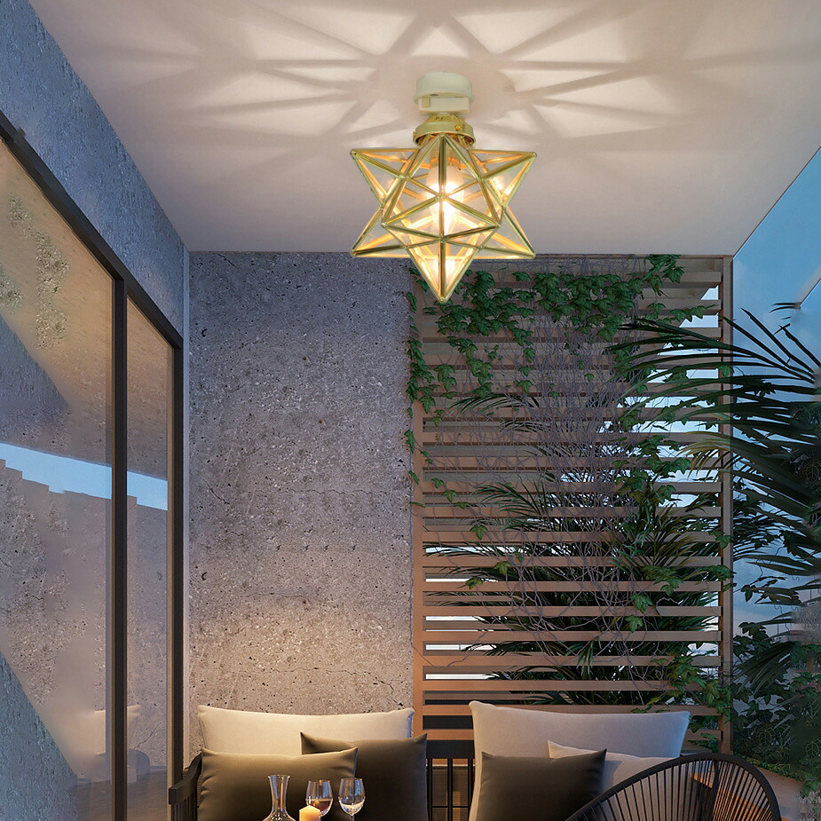 楽天市場】シーリングライト おしゃれ 1灯 E17 led対応 北欧 ガラス 星